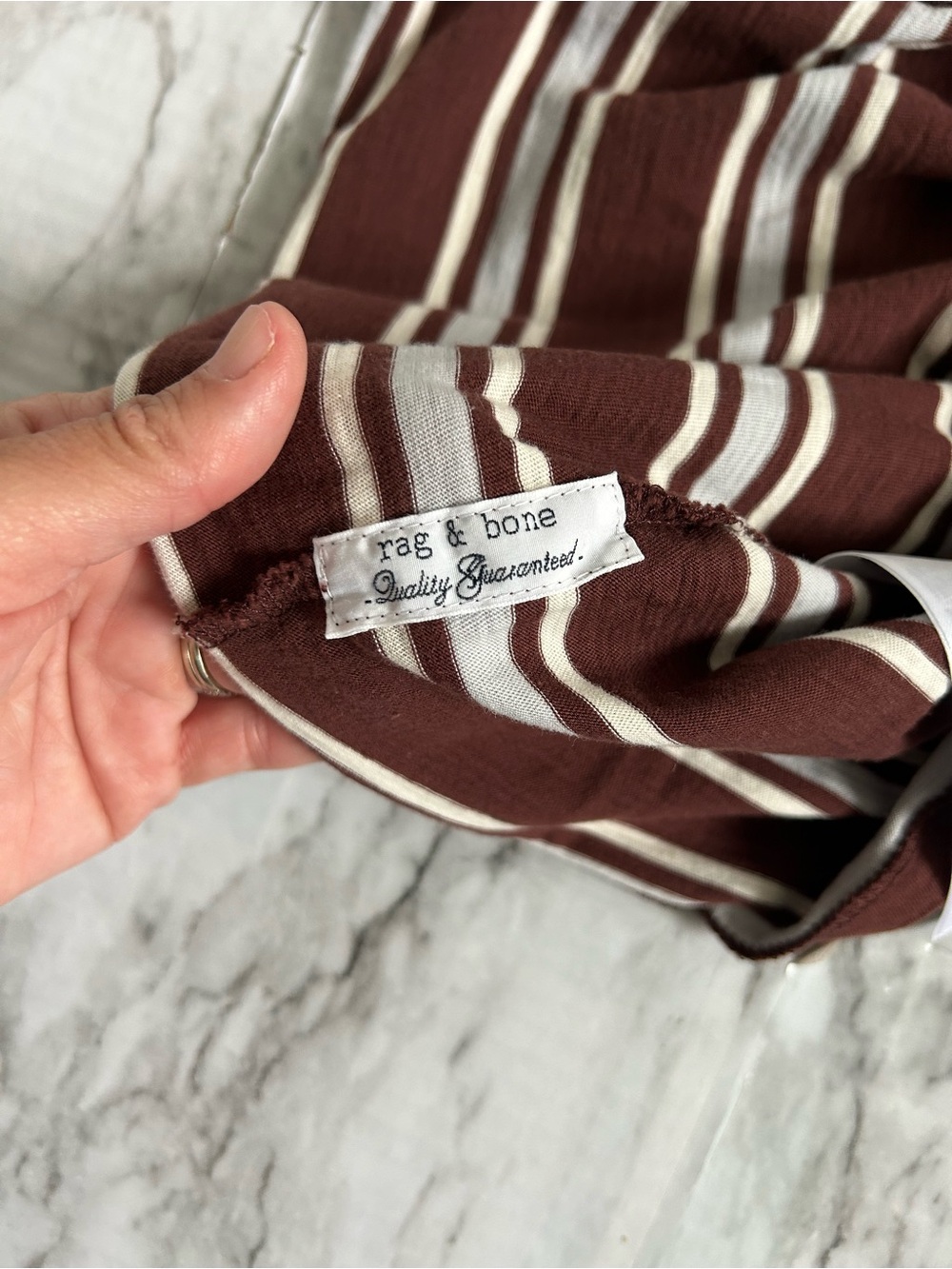 Rag & Bone Revolve | women’s size medium Slub Striped Tee brown and white stripe - Picture 8 of 11